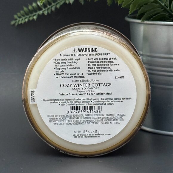 BBW Cozy Winter Cottage Bath & Body Works 3 Wick Candle - Picture 9 of 10